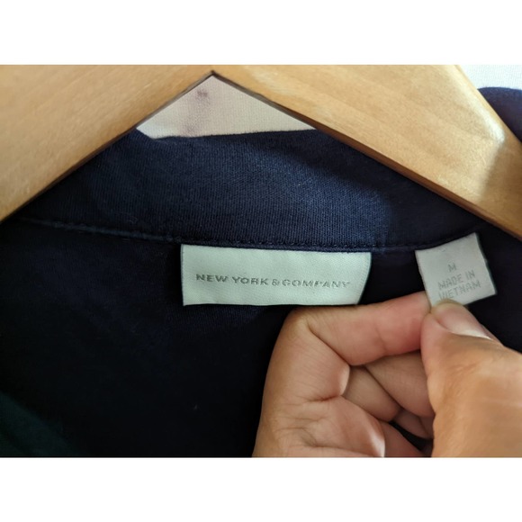 NEW YORK & COMPANY Navy Blue Button Down Casual Dress M - Picture 4 of 7